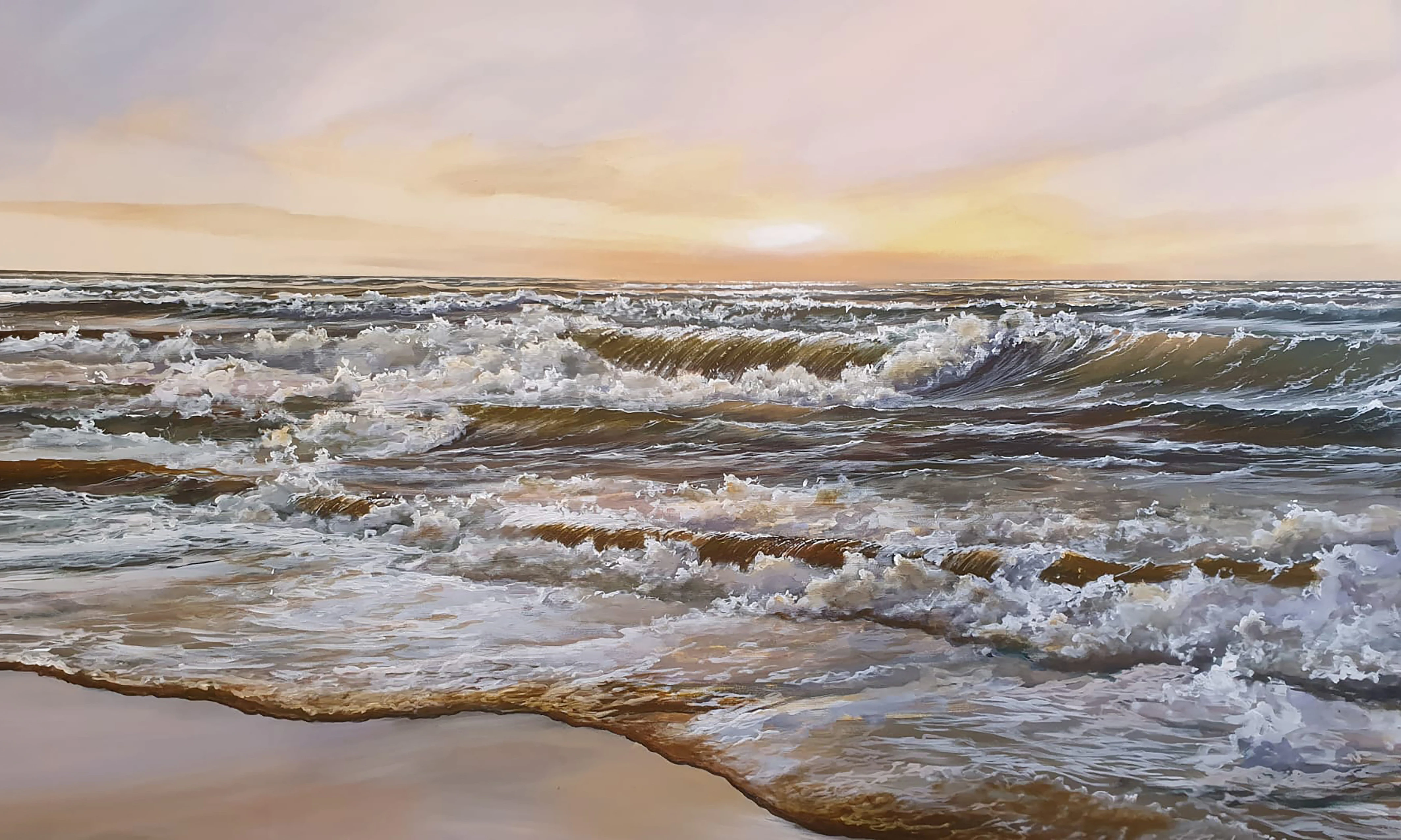 Strand bei Sonnenuntergang – Originalgemälde von Andreas Knappe
